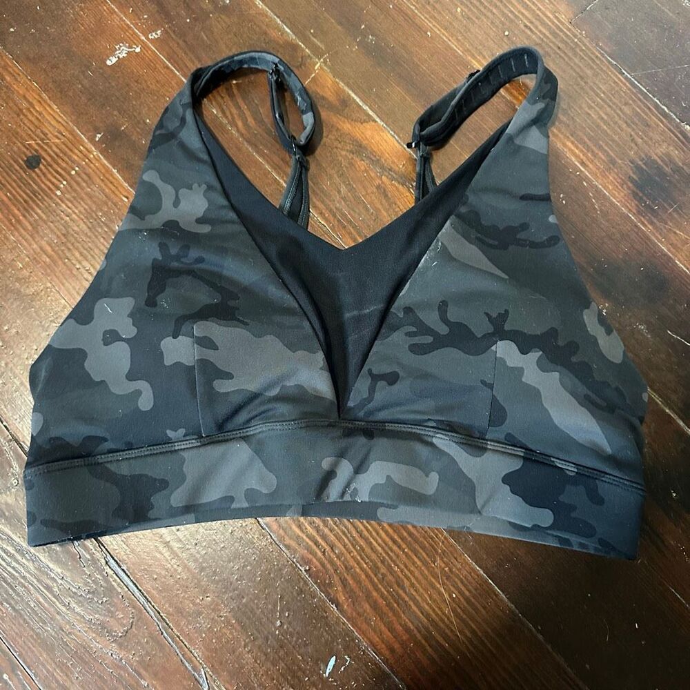 Zyia active gray camo low impact Athleisure workout bra